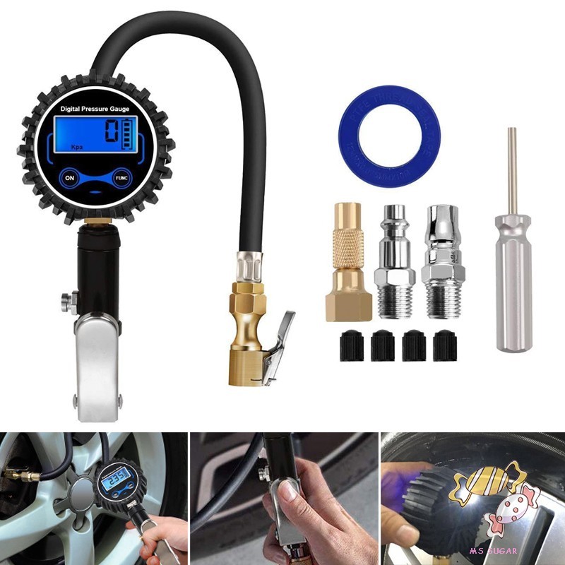 Inflador Digital De Pneus De 200 PSI Com Manômetro-Kit De Mandril De Ar Para Carro