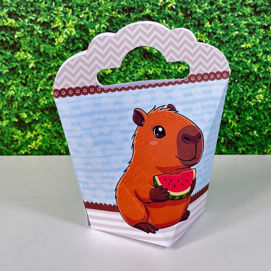 Kit Festa Capivara Azul Caixinha Coração Lembrancinha Aniversário Decoração