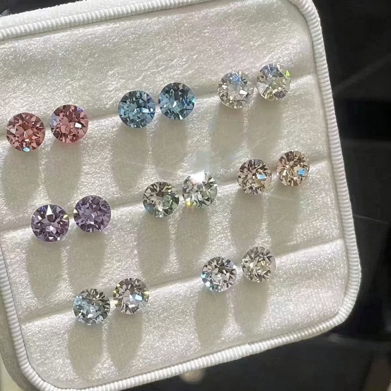 Brincos Brincos Brincos de orelha Brincos estroboscópicos de 6 mm Diamantes piscantes Aço titânio Colorido All-Match Bri