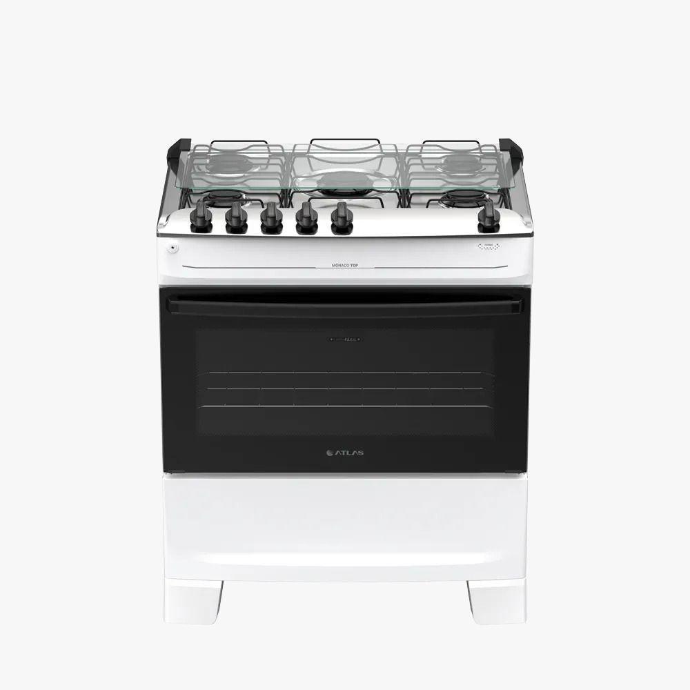 Fogão de Piso 5 Bocas Atlas Mônaco Top Automático Branco Bivolt