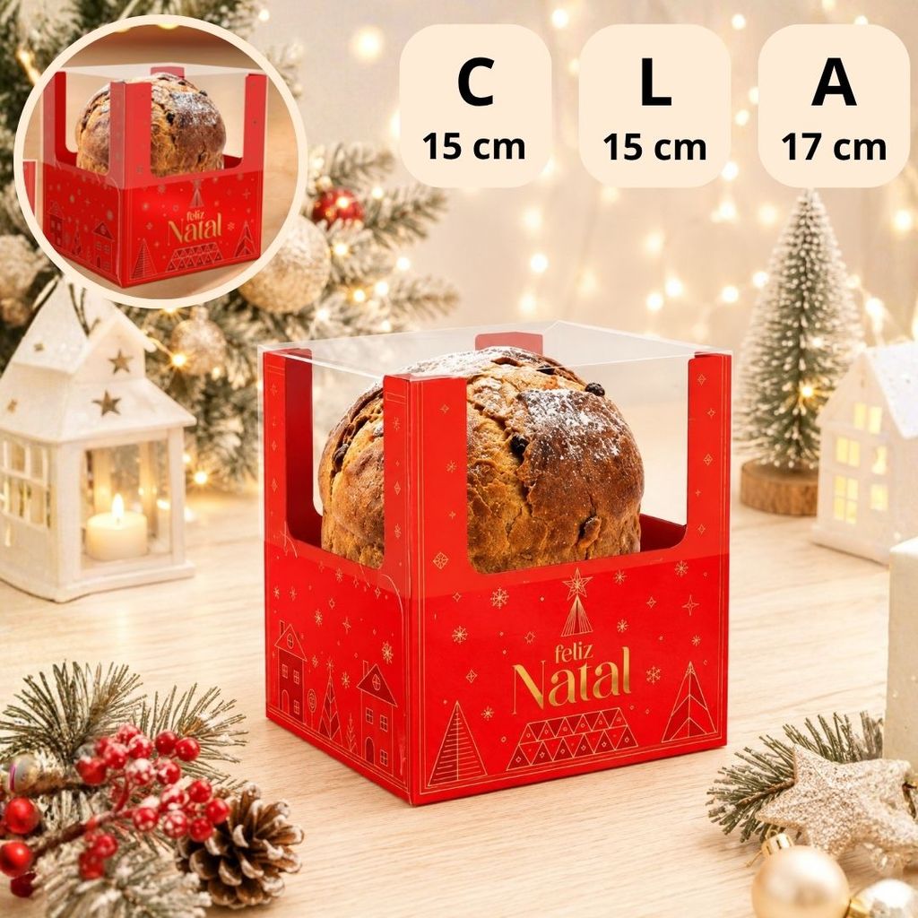 10 CAIXA P/ PANETONE DE 500G 15X15X17 6206 ( NATAL IDEIA 2026 ) — imagem 2 de 2