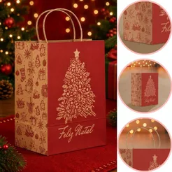 10 SACOLA P/ PRESENTE DE NATAL M 22X15X34 6291 ( NATAL IDEIA 2026 )