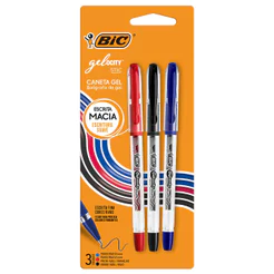 Caneta gel Gelocity Stic 0.5mm com 3 unidades Bic