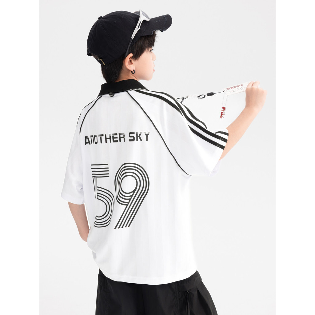 Meninos verão estilo coreano camisa polo esportes de manga curta camiseta branca 2026 novo estilo estudante crianças mei