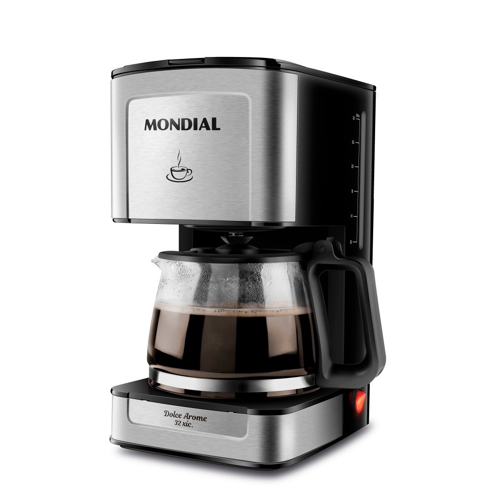 Cafeteira elétrica 800W jarra de vidro 32 xícaras Dolce Arome - C-44-32X-SI Mondial