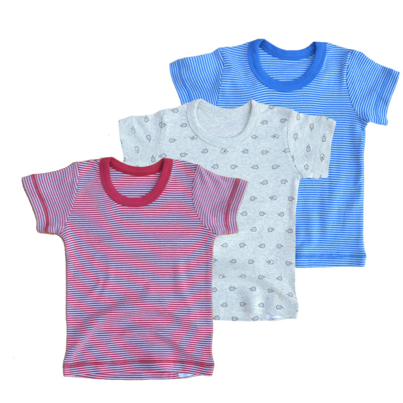 Estilo japonês verão de manga curta médio crianças camiseta dos desenhos animados listrado masculino feminino bebê em to