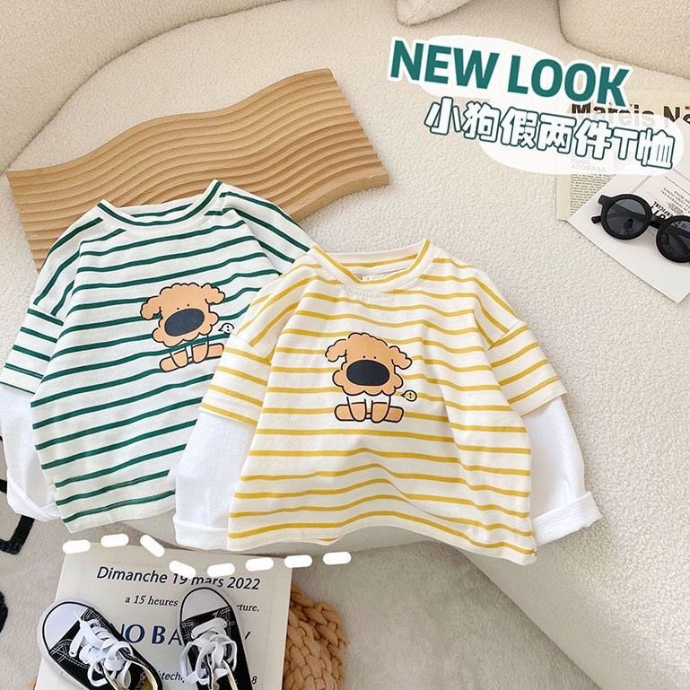 100% algodão crianças listrado manga comprida camiseta de fundo primavera outono férias de duas peças meninos meninas do