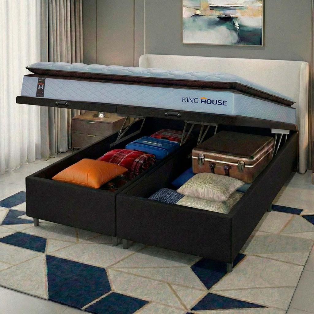Conjunto Box Baú San Diego Branco 193x203x74 Espuma D33