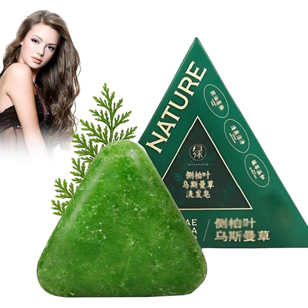 Barra de Shampoo Nature Triangle, Sabonete Verde Nature, Controla a Oleosidade, Elimina a Caspa, Fortalece o Cabelo e Me