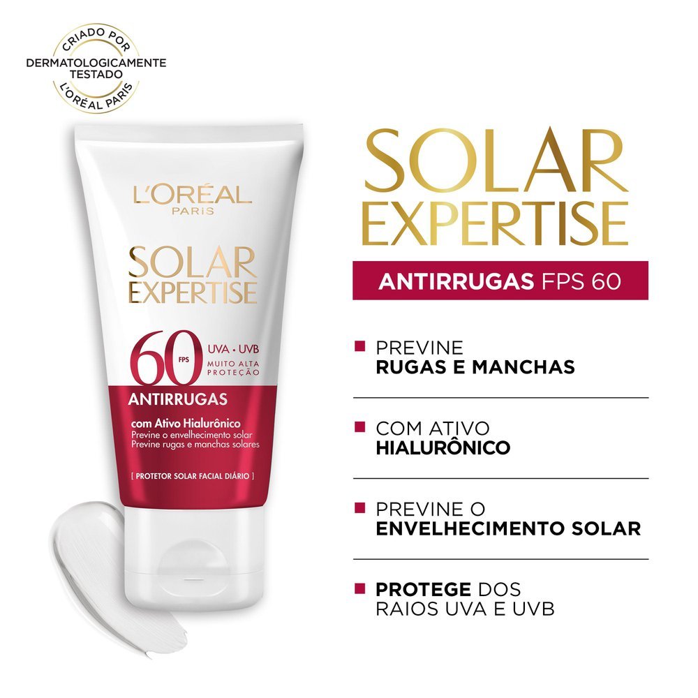 Protetor Solar Facial L'Oréal Paris Solar Expertise Antirrugas FPS 60 40g · foto 2