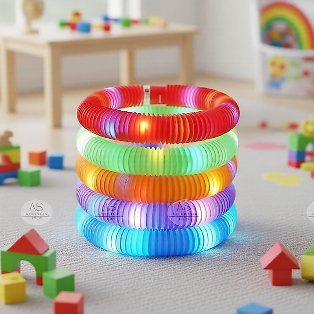 Tubos Plásticos Ondulados Expansíveis Coloridos para Crianças e Adultos, Brinquedo Sensorial Antiestresse