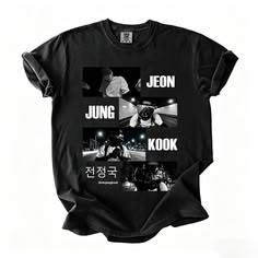 Camiseta Feminina Com Estampa de Fotos e Nomes de Jungkook Estilosa Confortável Linda Moda Feminina Casual
