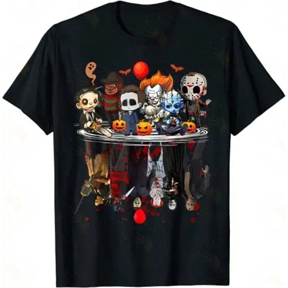 Camiseta Halloween Filmes de Terror Personagem Gótico Masculina e Feminina Streetwear Manga Curta