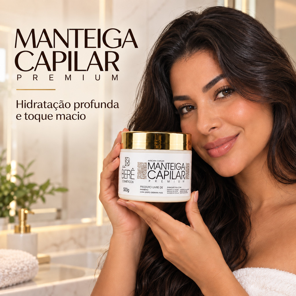 Manteiga Capilar Bela Berê Premium 500g com 6 Manteigas | Máscara Hidratante Desmaia Fios Sem Parabenos Cuidado Capilar