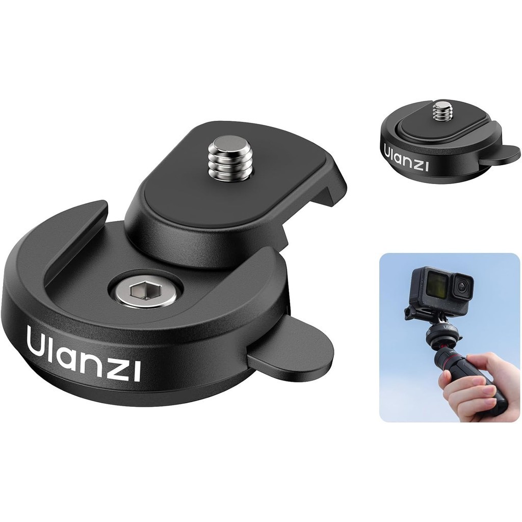 ULANZI CK01 Sistema de Engate Rápido (Quick Release) Claw Base e Placa Padrão Arca Swiss para Câmeras de Ação e DSLR
