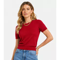 Blusa Feminina Manga Curta Em Tricot Infinita Cor Vermelho