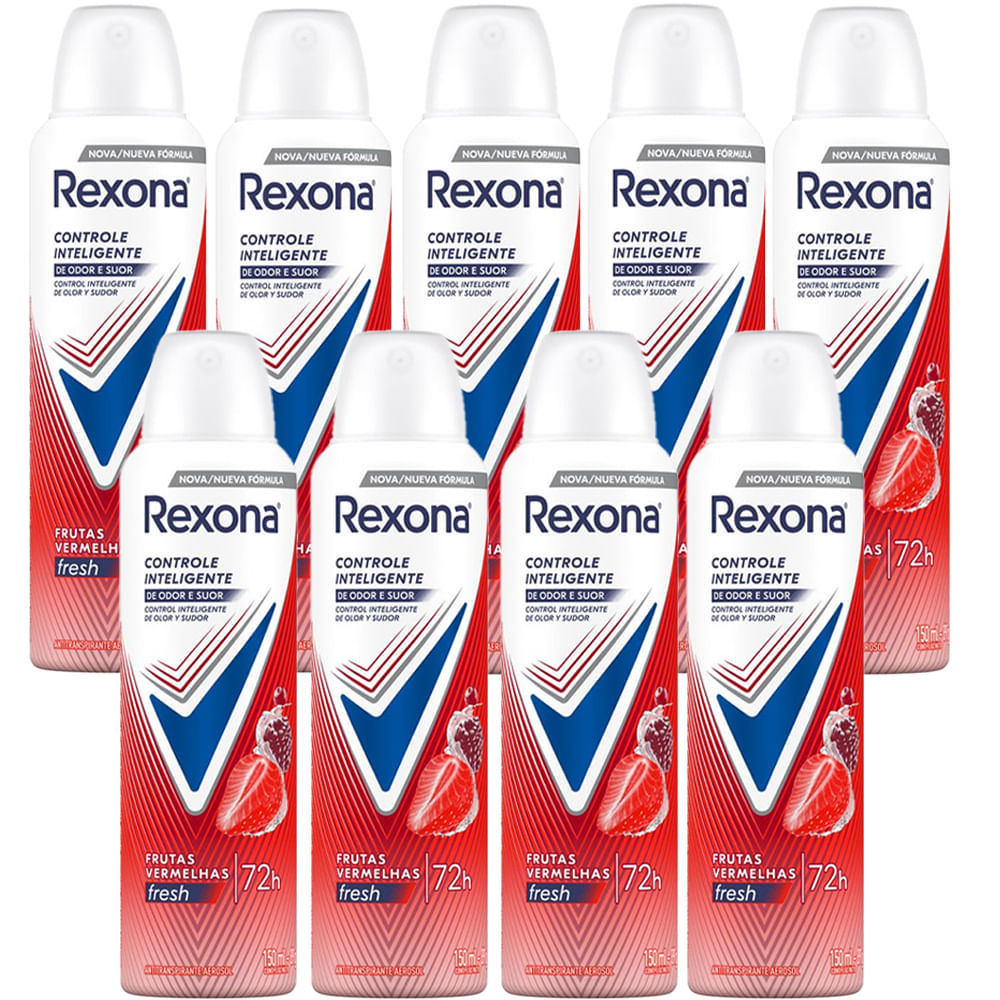 Kit Desodorante Aerosol Rexona Frutas Vermelhas 150ml - 9 Unidades