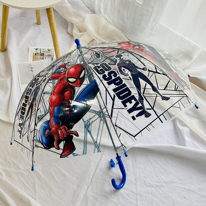 Homem-aranha transparente crianças guarda-chuva alça reta guarda-chuva dos desenhos animados bonito barra reta guarda-ch