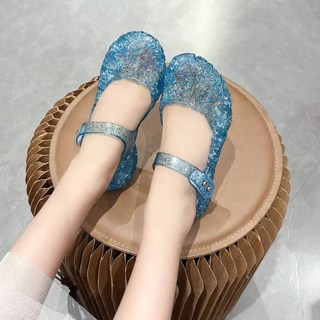 Sapatos de geléia de cristal meninas verão feminino princesa crianças sandálias de plástico meninas verão 2024 novo esti