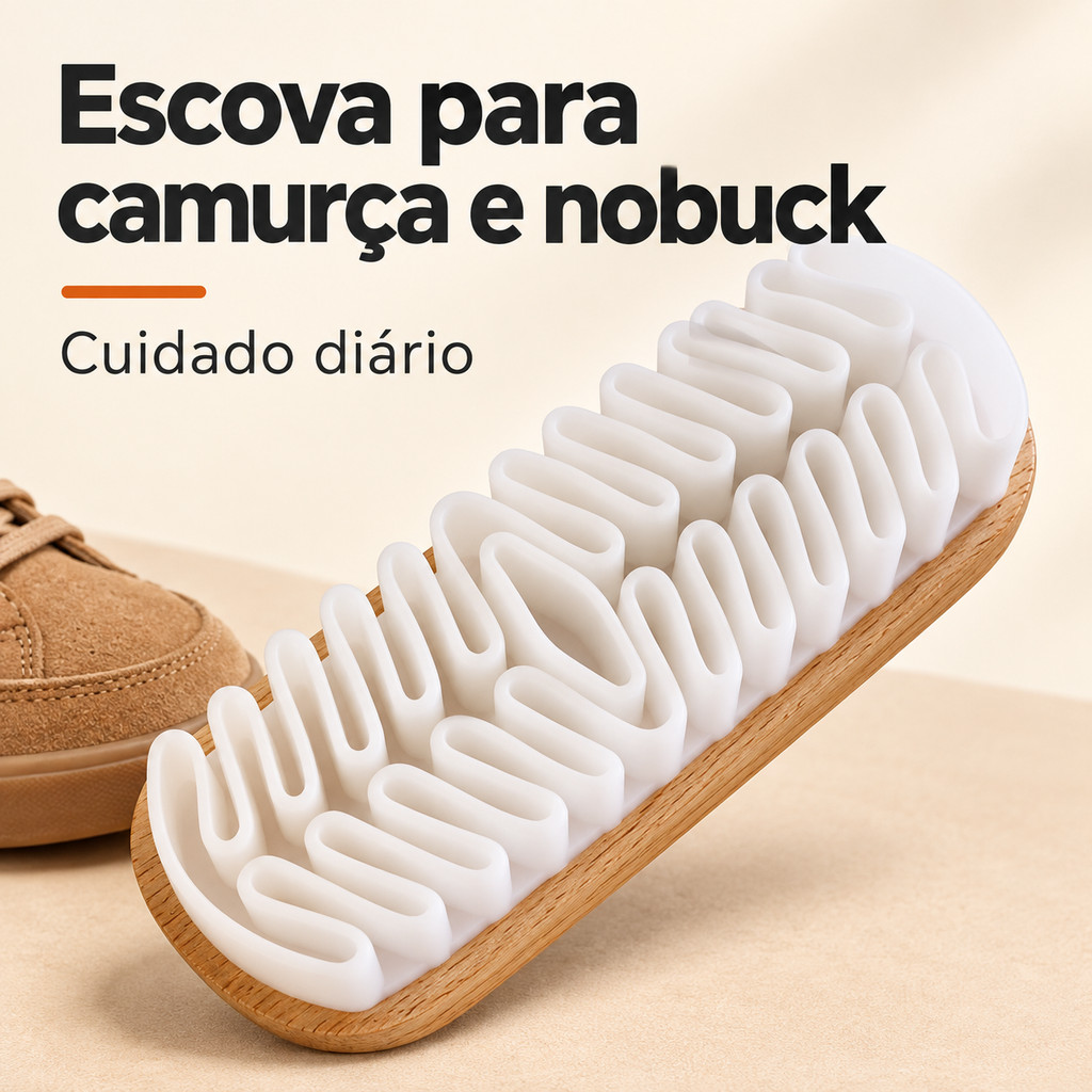 Escova para Camurça e Nobuck com Borracha Flexível para Limpar Sapatos Tênis Botas e Bolsas Portátil e Lavável 1 Unidade