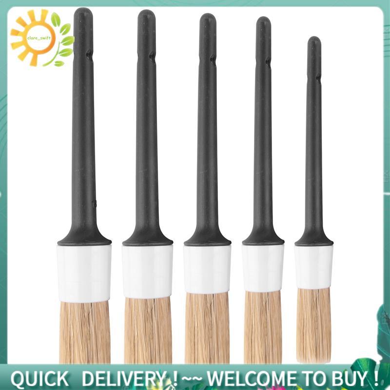 Escova Natural Para Detalhes De Cabelo De Javali (Conjunto De 5) , Escovas De Premium Motores , Rodas , Interior , Couro