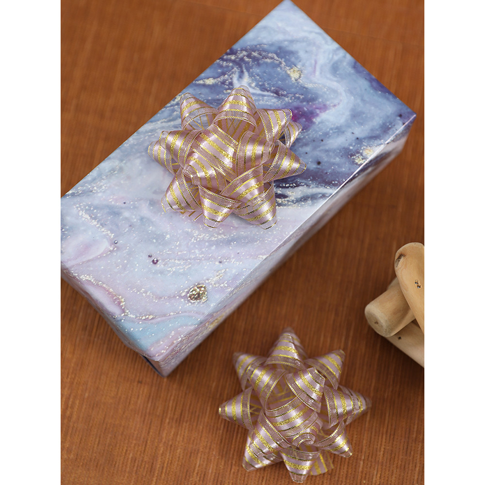 Renda dourada estrela flor presente decoração guirlanda presente de aniversário produto acabado tridimensional autoadesi