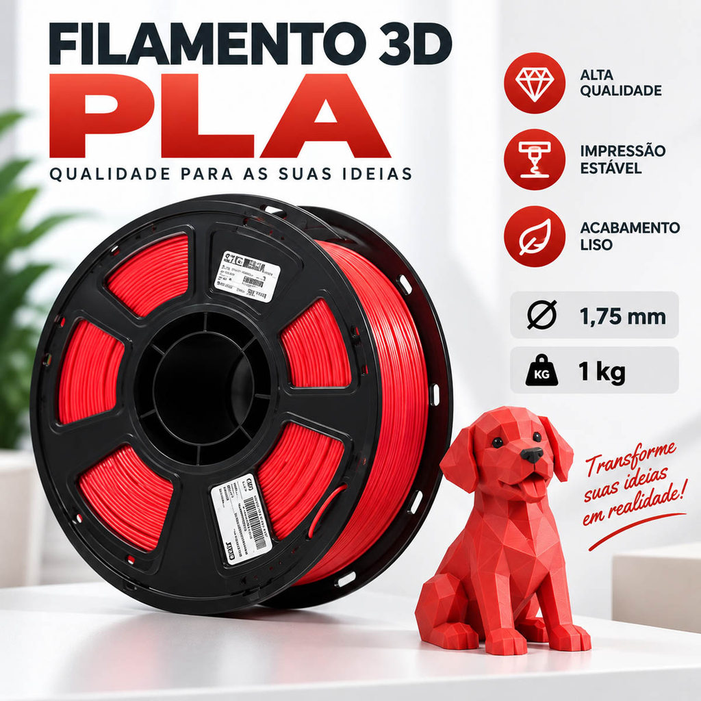 Filamento PLA 1,75mm 1kg para Impressora 3D - Alta Qualidade, Impressão Estável, Várias Cores