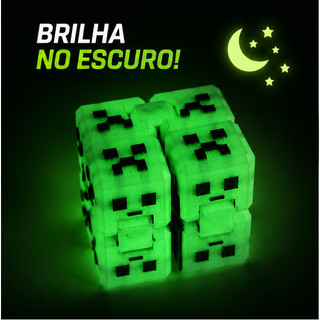 Cubo Infinito Antiestresse Fidget Brilha No Escuro Creeper Translúcido