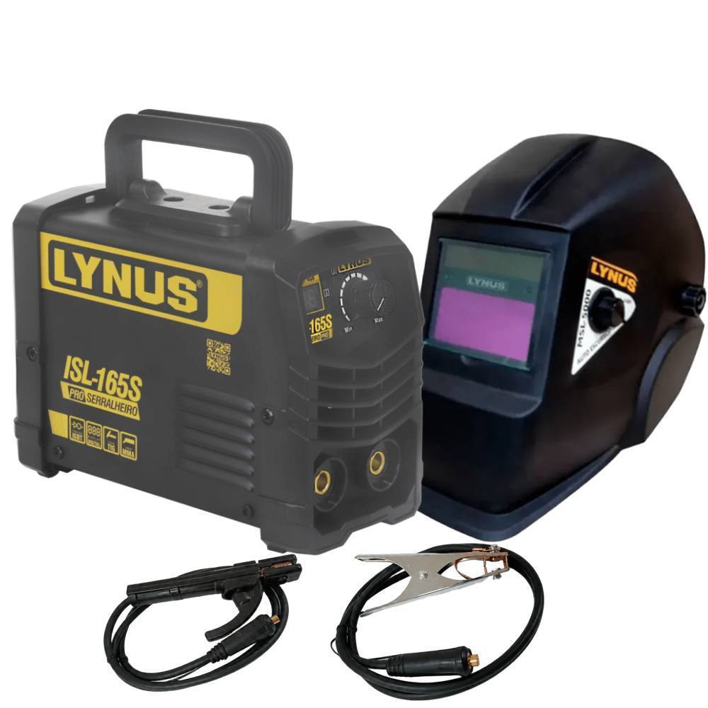 Inversora de solda 120A eletrodo e Tig DC ISL165S + Máscara de solda automática ton. 9 a 13 MSL-5000 Lynus