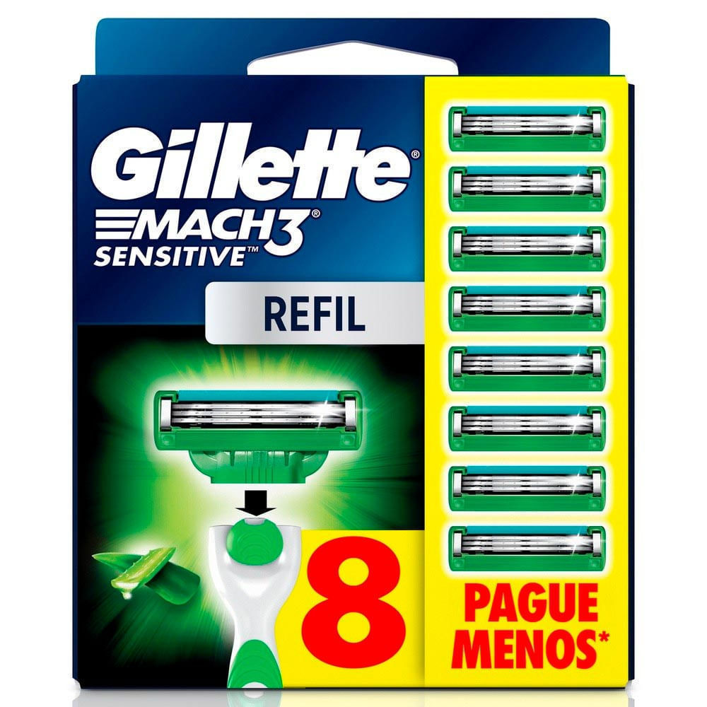 Carga para Aparelho de Barbear Gillette Mach3 Sensitive 8 Unidades