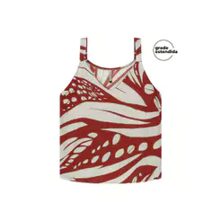 Regata Feminina Decote V Estampada Marialícia Laranja