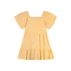 Vestido Infantil Menina Floral Listras Elian Amarelo