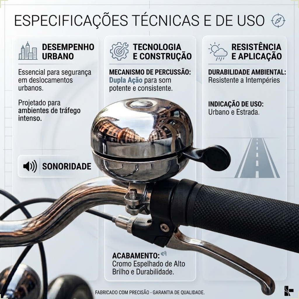 CAMPAINHA BIKE RETRO SINO 80MM CROMADA TRIM TRIM · foto 2