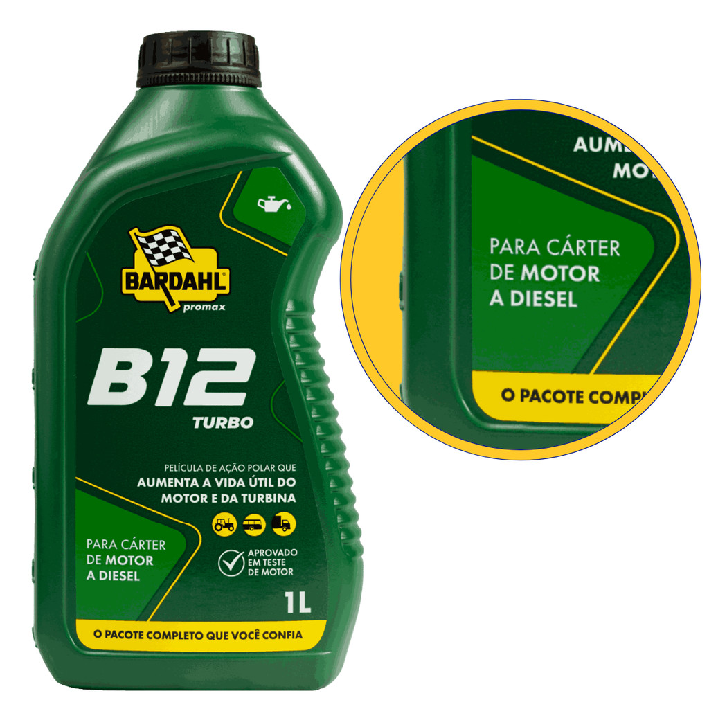 Aditivo Oleo Motor Diesel B12 Turbo 1L Bardahl Promax — imagem 2 de 2