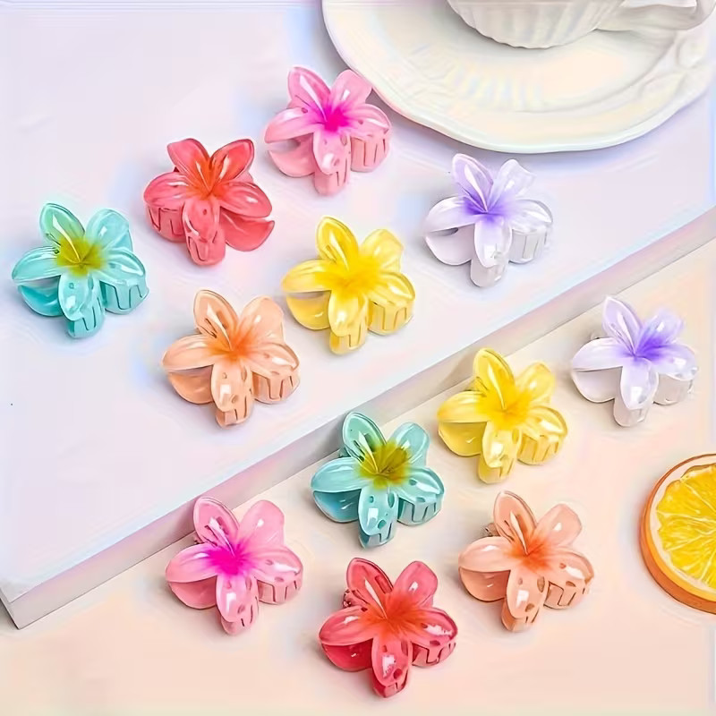 3-12 Pcs Presilha de Cabelo Flor de Jasmim Colorida, Mini Garra de Cabelo Floral para Tranças, Acessórios de Cabelo