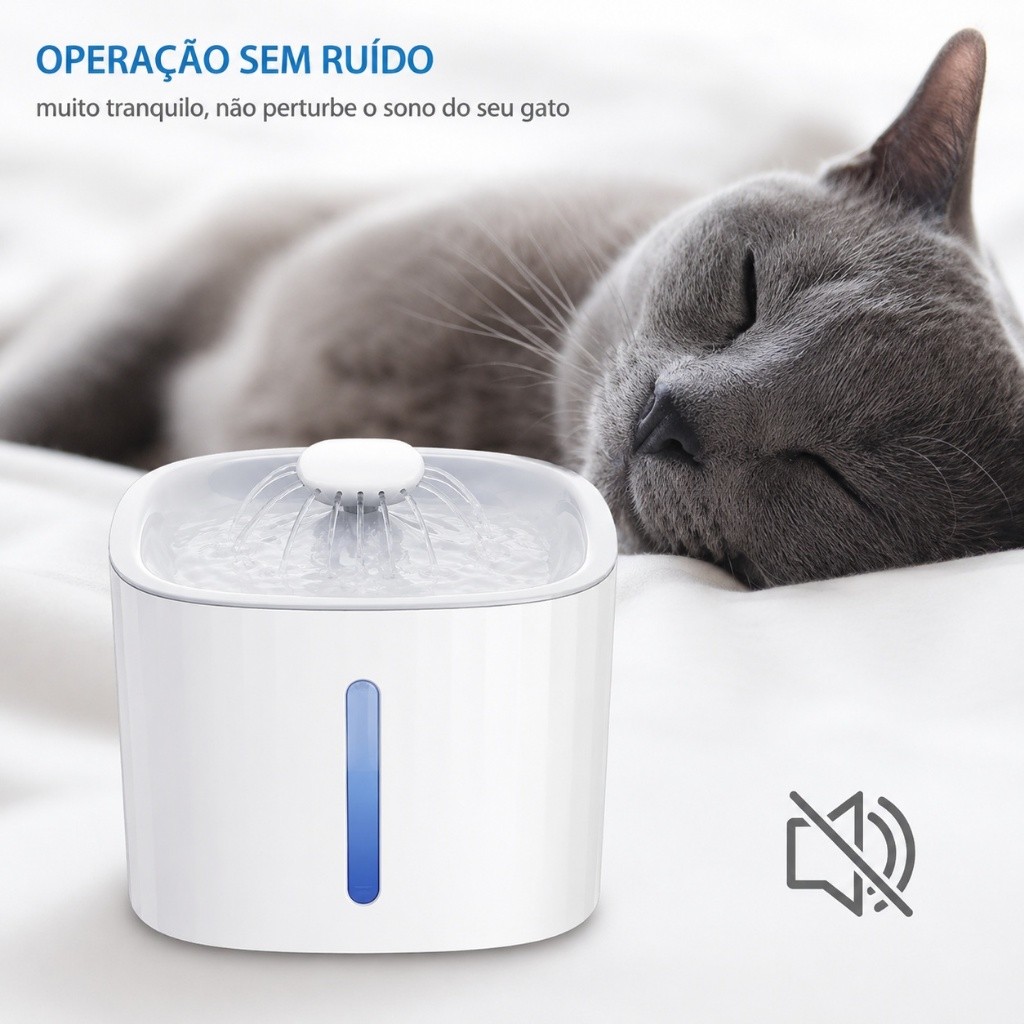 Bebedouro Fonte Agua Pet Gatos Cachorros Automatico Dispenser Silencioso Eletrico Filtragem — imagem 2 de 2