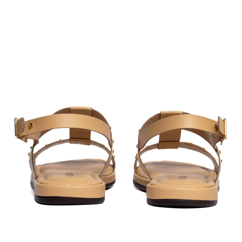 Sandália Rasteira Feminina Via Scarpa Apliques Dourados Creme · foto 2