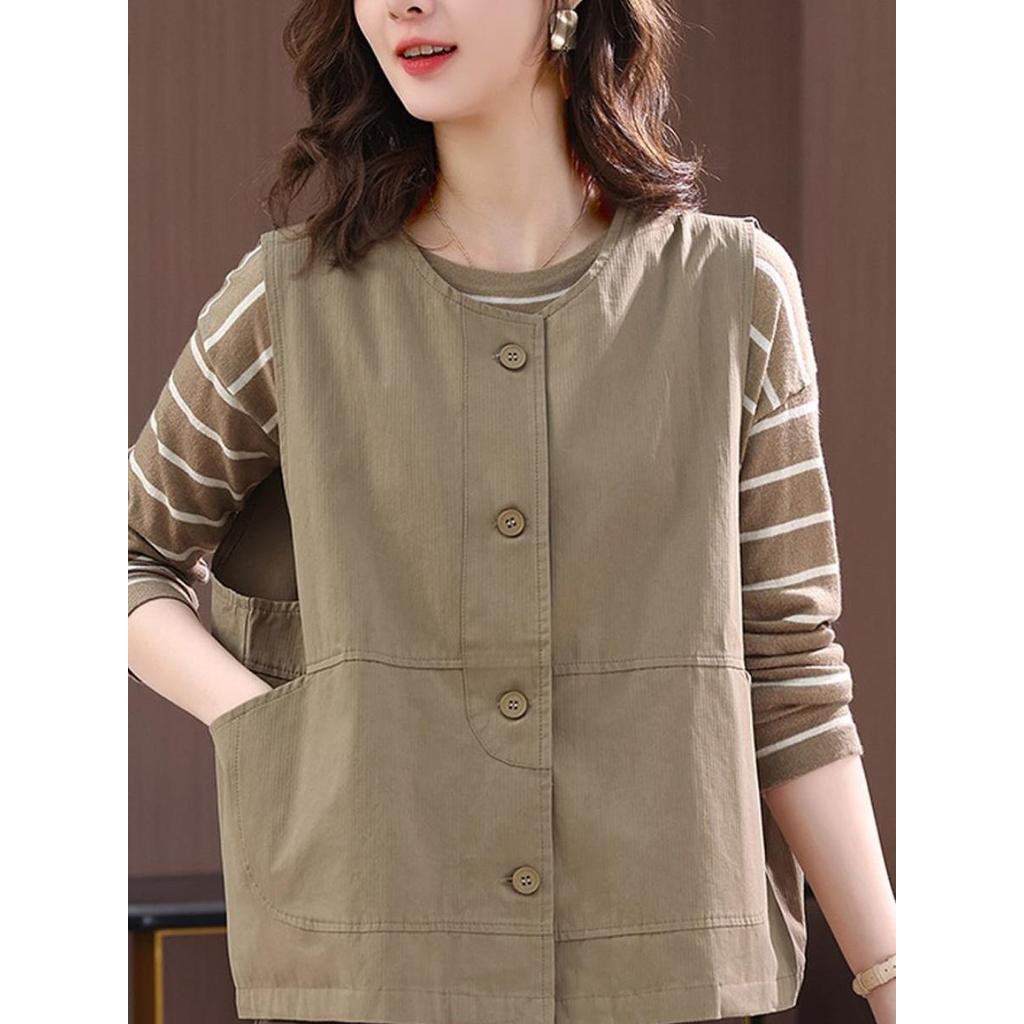 Mulheres colete feminino estilo curto 2026 primavera novo estilo colete Casual primavera outono estilo ocidental exterio