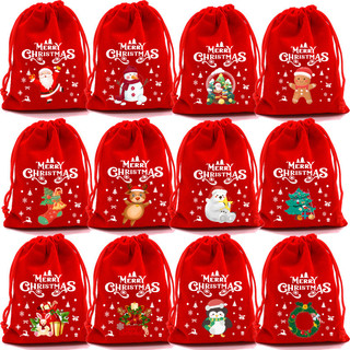 9 sacos de presente de Natal vermelhos, sacos para doces e guloseimas de Natal, sacos para embalar maçãs de Natal.