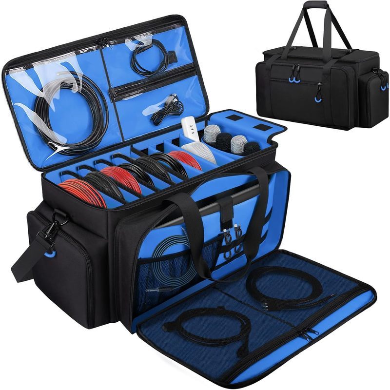 Bolsa Grande Para Cabos Dj Com Divisórias Removíveis , Almofada Inferior
