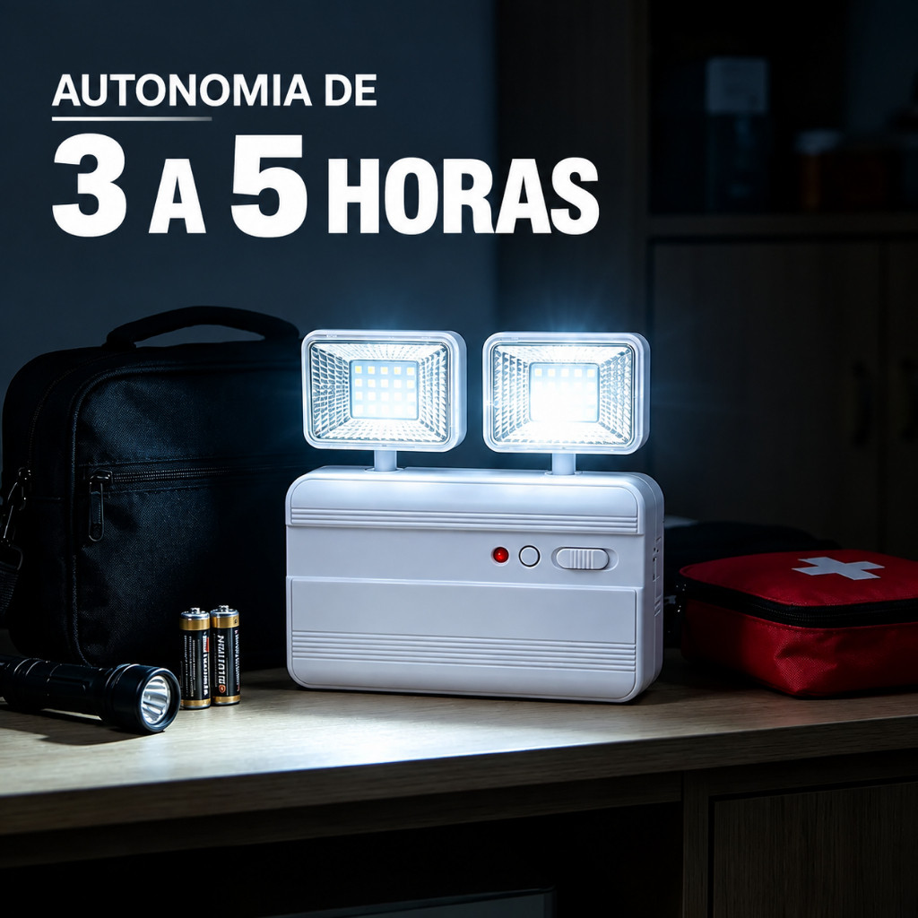 Luz de Emergência LED Onistek 2 Faróis Direcionáveis 40 LEDs Bateria 2200mAh Autonomia 3-5h — imagem 2 de 2