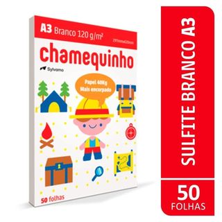 PAPEL SULFITE A3 120G 297X420 COM 50 FLS CHAMEQUINHO BRANCO