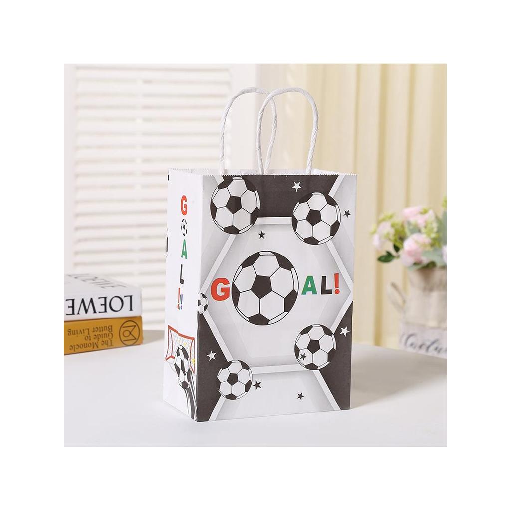 Saco de papel Kraft da série de futebol da copa do mundo estilo esportivo sacola estudante reunião informações mão trans