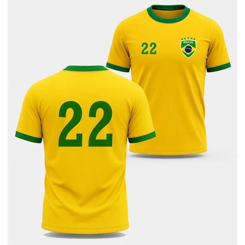 Camisa Brasil Amarela No 22 Estilo Torcedor JaiBolsonaro