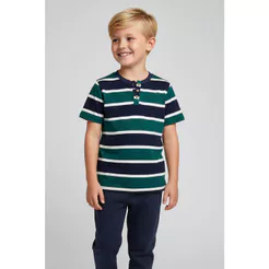 Camiseta Infantil Menino Listrada Peitilho Elian Azul