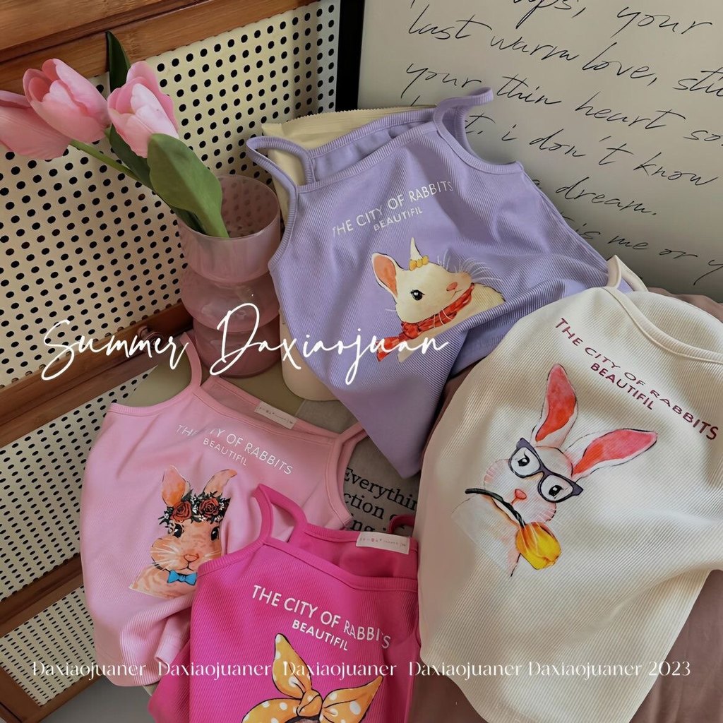 Crianças roupas 2023 verão meninas médio pequenas crianças dos desenhos animados impresso estilingues crianças All-Match