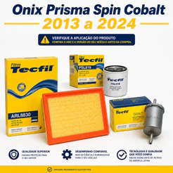 Kit Filtros Gm Onix Prisma Spin Cobalt Ar Oleo Combustivel 2013 a 2024 Tecfil Original