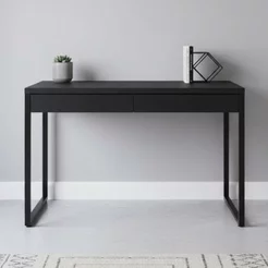 Escrivaninha Mesa Escritório Kuadra 2 Gavetas 120cm Industrial Preto Ônix Preto Onix