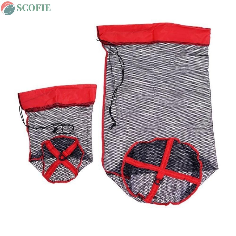 Saco De Malha De Pesca SCOFIE , Rede De Peixe Viva Com Cordão Portátil , Cesta Espessante Dobrável Para Boca