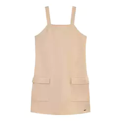 Vestido Curto Juvenil Menina Bolsos Beats Bege